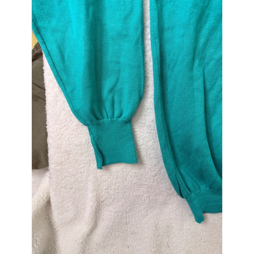 Vintage Crown Club Otter Society V-Neck Sweater Mens XL Teal Green Cotton‎ USA